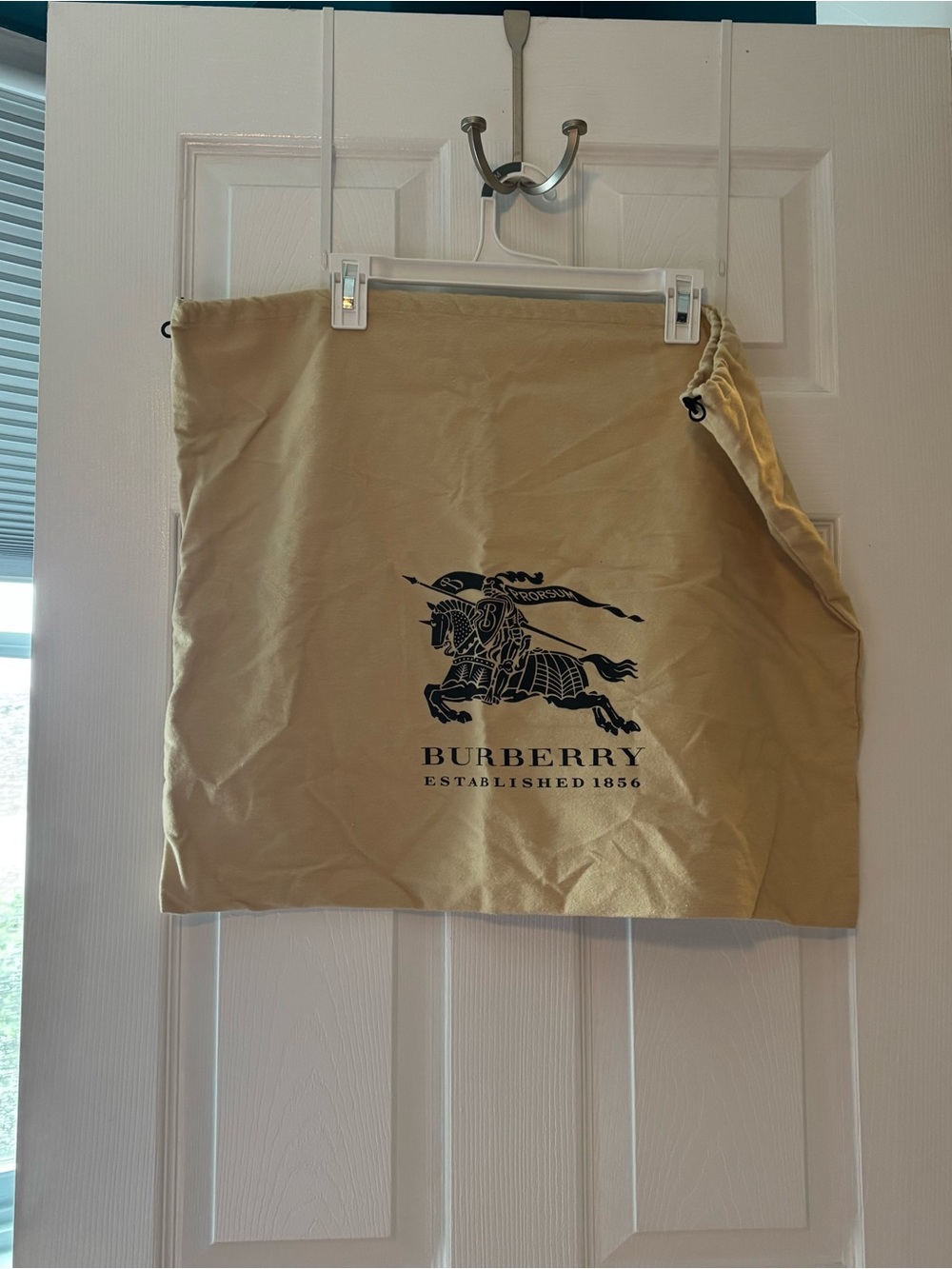 Burberry Tan Drawstring Dust Bag with Equestrian Logo